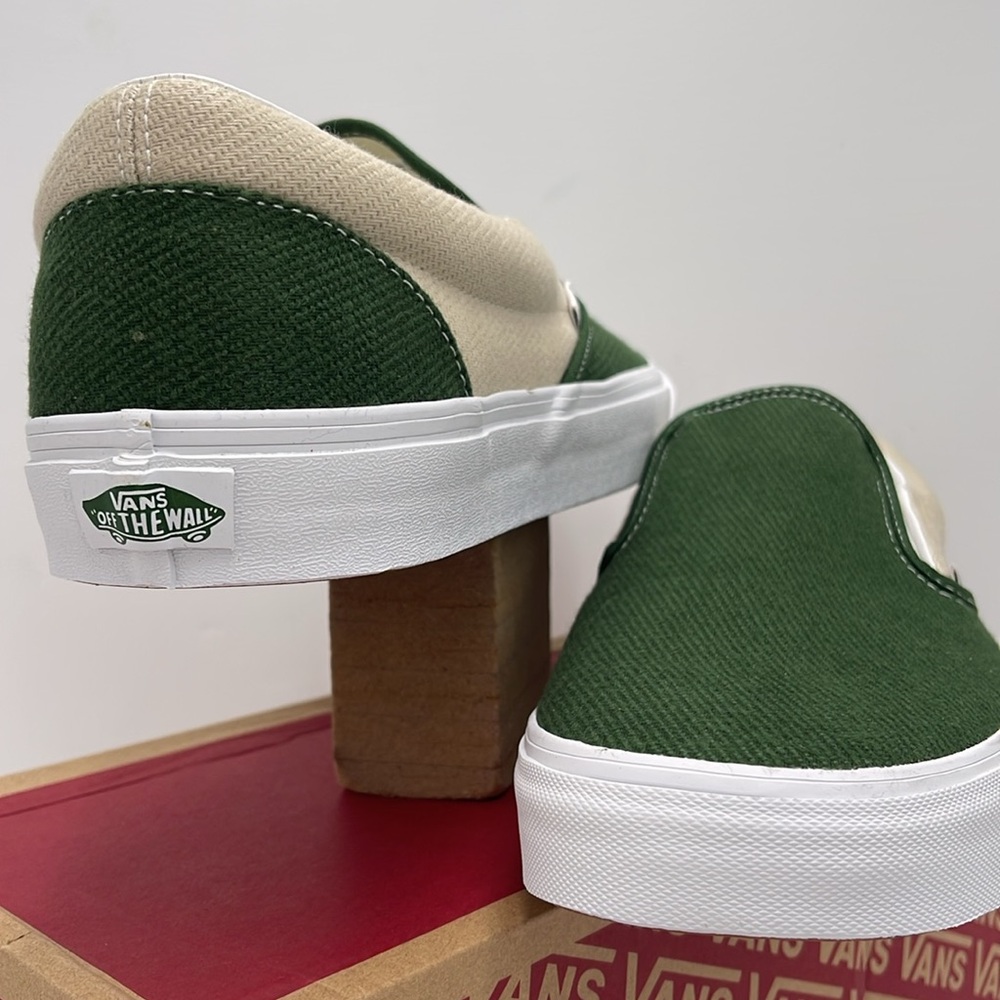 Vans Men’s Green and Cream Slip-On Sneakers 
Twill Turtledove/Green VN0A5JLXCOB - Picture 8 of 16